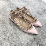 Valentino VT Collection Two Strap Flats Patent Leather Pink