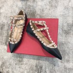 Valentino VT Collection Two Strap Flats Black