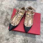 Valentino VT Collection Two Strap Flats Black