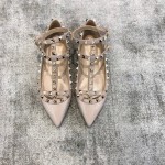 Valentino VT Two Strap Flats Patent Leather Nude Pink