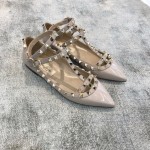 Valentino VT Two Strap Flats Patent Leather Nude Pink