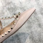 Valentino VT Two Strap Flats Patent Leather Nude Pink