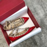 Valentino VT Collection Two Strap Flats Patent Leather Red