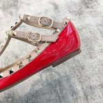 Valentino VT Collection Two Strap Flats Patent Leather Red