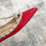 Valentino VT Collection Two Strap Flats Patent Leather Red