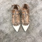 Valentino VT Collection Two Strap Flats Patent Leather White