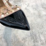 Valentino VT Collection Two Strap Flats Patent Leather Black