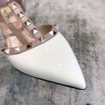 Valentino VT Collection Triple Strap Mid Heel 6.5cm Patent Leather White