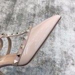Valentino VT Collection Triple Strap Mid Heel 6.5cm Patent Leather Nude Pink