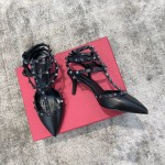 Valentino VT Collection Triple Strap Mid Heel 6.5cm Black