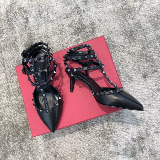 Valentino VT Collection Triple Strap Mid Heel 6.5cm Black