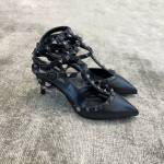 Valentino VT Collection Triple Strap Mid Heel 6.5cm Black