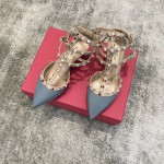 Valentino VT Collection Triple Strap Mid Heel 6.5cm Haze Blue