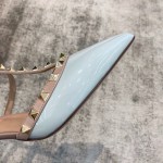 Valentino VT Collection Triple Strap Mid Heel 6.5cm Patent Leather Blue