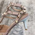 Valentino VT Collection Triple Strap Mid Heel 6.5cm Patent Leather Blue