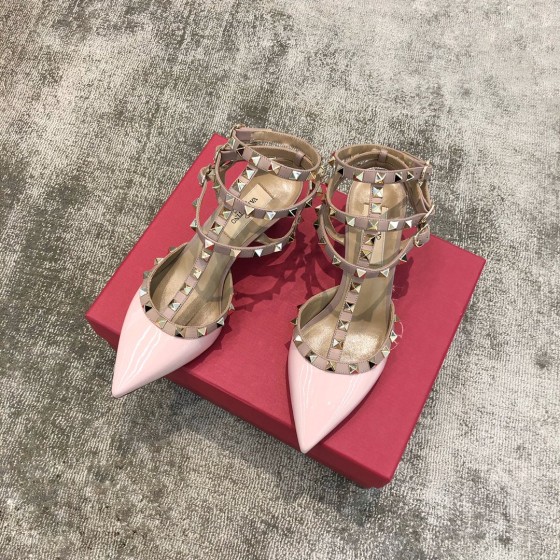Valentino VT Collection Triple Strap Mid Heel 6.5cm Patent Leather Pink