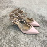 Valentino VT Collection Triple Strap Mid Heel 6.5cm Patent Leather Pink