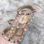 Valentino VT Collection Two Strap Mid Heel 10cm Patent Leather Nude Pink