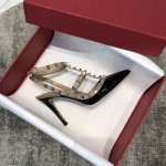 Valentino VT Collection Two Strap Mid Heel 10cm Patent Leather Black