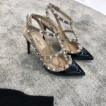 Valentino VT Collection Two Strap Mid Heel 10cm Patent Leather Black