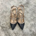 Valentino VT Collection Two Strap Mid Heel 10cm Black