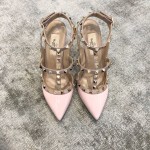 Name Chinese Valentino VT Collection Two Strap Mid Heel 10cm Patent Leather Pink
