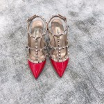 Valentino VT Collection Two Strap Mid Heel 10cm Patent Leather Red