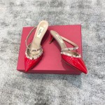 Valentino VT Collection One strap slant heel slipper 6.5CM Patent leather red