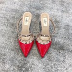 Valentino VT Collection One strap slant heel slipper 6.5CM Patent leather red