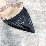Valentino VT Collection One strap slant heel slipper 6.5CM Patent leather black