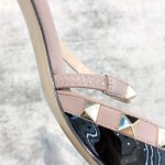 Valentino VT Collection One strap slant heel slipper 6.5CM Patent leather black