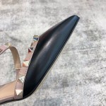 Valentino VT Collection One strap diagonal heel slipper 6.5CM Black nude laces