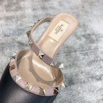 Valentino VT Collection One strap diagonal heel slipper 6.5CM Black nude laces