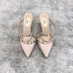 Valentino VT Collection One strap slant heel slipper 6.5CM Patent leather nude pink