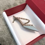 Valentino VT Collection One strap slant heel slipper 6.5CM Patent leather blue