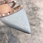 Valentino VT Collection One strap slant heel slipper 6.5CM Patent leather blue