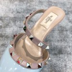 Valentino VT Collection One strap slant heel slipper 6.5CM Patent leather blue