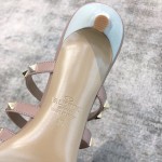 Valentino VT Collection Three Strap Low Heel Slipper 6.5CM Patent Leather Blue