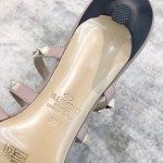 Valentino VT Collection Triple Strap Mid Heel Flip Flop 6.5CM Black Nude Strap