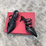 Valentino VT Collection Triple Strap Mid Heel Drag 6.5CM Black