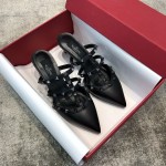 Valentino VT Collection Triple Strap Mid Heel Drag 6.5CM Black