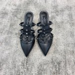 Valentino VT Collection Triple Strap Mid Heel Drag 6.5CM Black