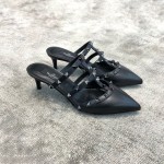 Valentino VT Collection Triple Strap Mid Heel Drag 6.5CM Black