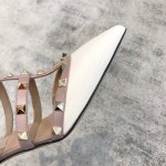 Valentino VT Collection Triple Strap Mid Heel Slipper 6.5CM Patent Leather White