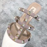 Valentino VT Collection Triple Strap Mid Heel Slipper 6.5CM Patent Leather White