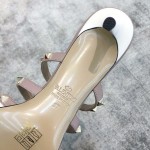 Valentino VT Collection Triple Strap Mid Heel Slipper 6.5CM Patent Leather White