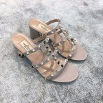 Valentino VT Collection Three Strap Chunky Heel 6cm Nude