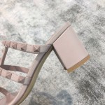 Valentino VT Collection Triple Strap Chunky Heel 6cm Full Nude