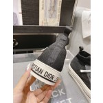 DIOR rattan plaid casual high top shoes fashion board shoes women black