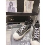 DIOR rattan plaid casual high top shoes fashion board shoes women black